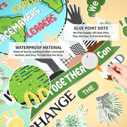 Pasimy 97 Pcs One World Together Classroom Decorations We are and Together We Can Change The World Bulletin Board Set Back to School Classroom Decor Positive Cutouts for School Chalkboard Wall Decor in Saudi Arabia