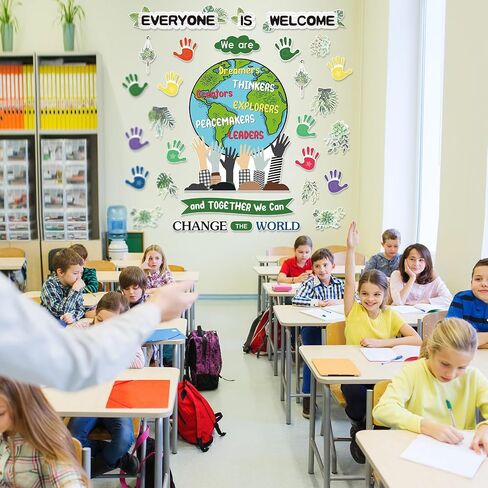 Pasimy 97 Pcs One World Together Classroom Decorations We are and Together We Can Change The World Bulletin Board Set Back to School Classroom Decor Positive Cutouts for School Chalkboard Wall Decor in Saudi Arabia