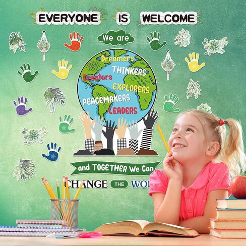 Pasimy 97 Pcs One World Together Classroom Decorations We are and Together We Can Change The World Bulletin Board Set Back to School Classroom Decor Positive Cutouts for School Chalkboard Wall Decor in Saudi Arabia