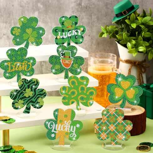 Doublefill 9 PCs مضيئة عيد الميلاد الماس اللوحة الطاولة ديكور ديكور مزدوج من جانب عيد الميلاد الماس الماس للبالغين توهج في القطع المركزية لعيد الميلاد المظلمة لجهاز سطح المكتب DIY على الطاولة in Saudi Arabia