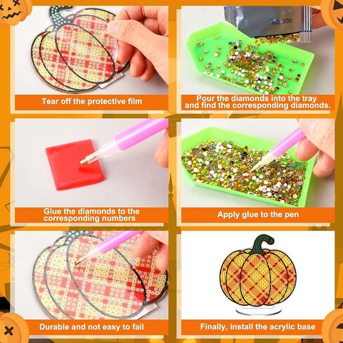 DoubleFill 9 Pcs Luminous Christmas Diamond Painting Tabletop Decor Double Sided Xmas Diamond Art Kits for Adults Glow in The Dark Christmas Centerpieces for Table Desktop DIY Crafts in Saudi Arabia