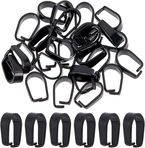 Sunnyclue 1 Box 30PCS Pinch Bails Snap on Bails Stains Stains Panch Panch Small Black Pendant Plendant Clip Open Clip Bails Pendant Clasp Pick Bails Panch for Jewelry Making Healsings in Saudi Arabia