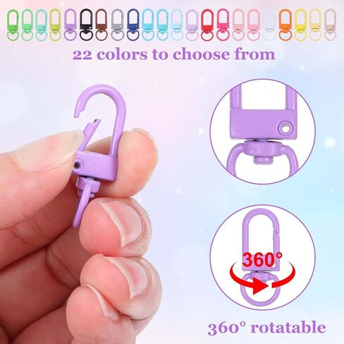 44 PCS مشابك ملونة لوبستر مخلب ، ملون دوار دوارة السنانير السنانير دوار حبل الزناد حزام خط السنانير لسلاسل المفاتيح المجوهر in Saudi Arabia