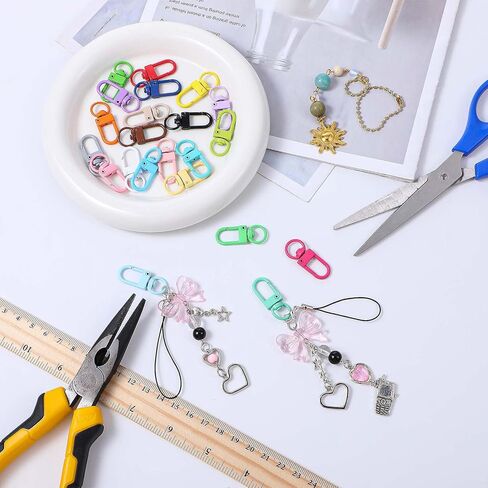44 PCS مشابك ملونة لوبستر مخلب ، ملون دوار دوارة السنانير السنانير دوار حبل الزناد حزام خط السنانير لسلاسل المفاتيح المجوهر in Saudi Arabia