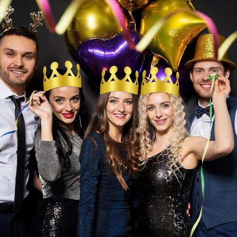 100 Pcs Birthday Crowns for Kids, Golden King Paper Crown Bulk Foldable & Adjustable Birthday Party Favors Hats Baby Shower Headwear for New Year Celebration Wedding Anniversary Photo Props Supplies in Kuwait