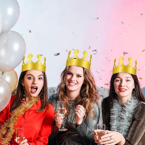 100 Pcs Birthday Crowns for Kids, Golden King Paper Crown Bulk Foldable & Adjustable Birthday Party Favors Hats Baby Shower Headwear for New Year Celebration Wedding Anniversary Photo Props Supplies in Kuwait