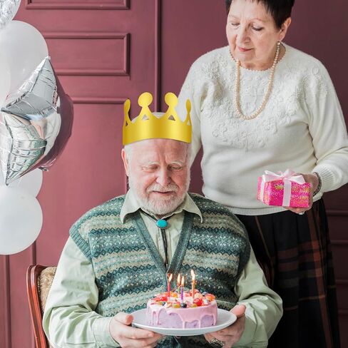 100 Pcs Birthday Crowns for Kids, Golden King Paper Crown Bulk Foldable & Adjustable Birthday Party Favors Hats Baby Shower Headwear for New Year Celebration Wedding Anniversary Photo Props Supplies in Kuwait