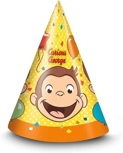 Vibrant Colors Curious George Party Hats (Pack of 8) - Festive & Fun Design - Perfect for your Kid's Celebration in Saudi Arabia