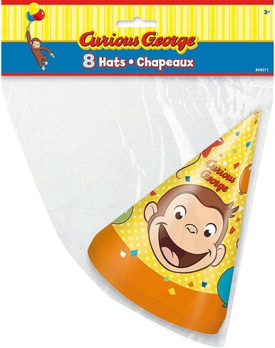 Vibrant Colors Curious George Party Hats (Pack of 8) - Festive & Fun Design - Perfect for your Kid's Celebration in Saudi Arabia