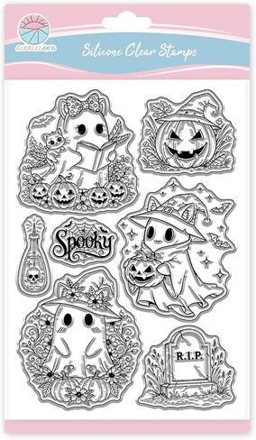 Globleland Halloween Animals Clear Stamps للبطاقات التي تصنع القطط الهالوين القطط شفافة ختم القرع سيليكون ختم لتصوير ألبوم DIY Scrapbooking Decor in Saudi Arabia