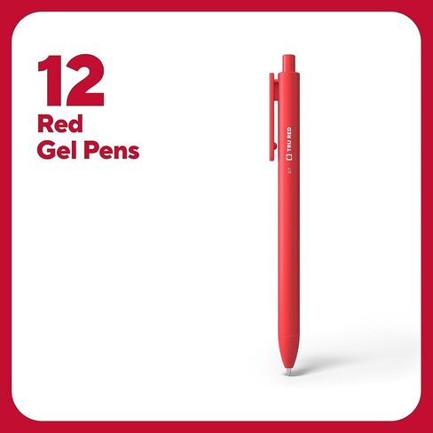 TRU RED Staples Retractable Quick Dry Gel Pens, Medium Point, 0.7mm, Red, Dozen (TR54500) in Saudi Arabia