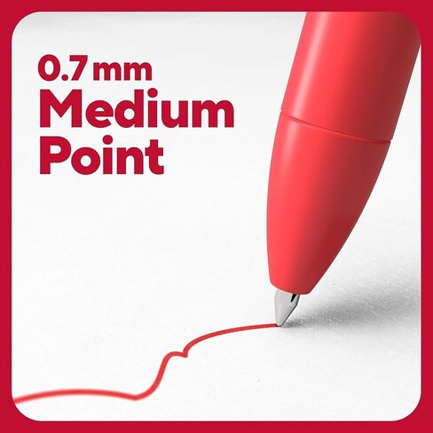 TRU RED Staples Retractable Quick Dry Gel Pens, Medium Point, 0.7mm, Red, Dozen (TR54500) in Saudi Arabia