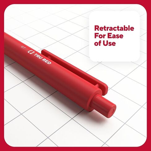 TRU RED Staples Retractable Quick Dry Gel Pens, Medium Point, 0.7mm, Red, Dozen (TR54500) in Saudi Arabia