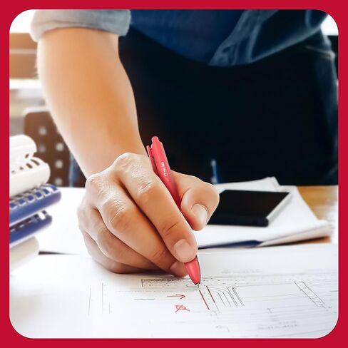 TRU RED Staples Retractable Quick Dry Gel Pens, Medium Point, 0.7mm, Red, Dozen (TR54500) in Saudi Arabia