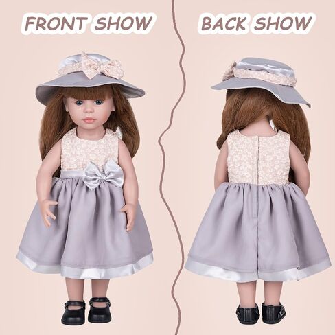 Doll Clothes and Accessories 3 Pc. Set Includes 1PC Beige and Bisque Skirt, 1PC Hat, 1PC White Underwear, Fashionable Skirt Dress Set for Baby Dolls (Without Doll & Shoes) in Kuwait