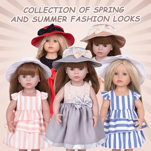 Doll Clothes and Accessories 3 Pc. Set Includes 1PC Beige and Bisque Skirt, 1PC Hat, 1PC White Underwear, Fashionable Skirt Dress Set for Baby Dolls (Without Doll & Shoes) in Kuwait