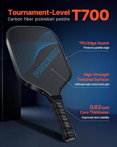 مجداف Vevor Pickleball ، T700 Carbon Fiber Surface & Honeycomb Core ، Pickleball Paddle مع زيادة القوة والتحكم في كرة المخلل للبالغين والرجال والنساء ، الأطفال in Saudi Arabia