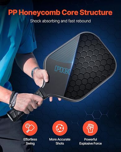 مجداف Vevor Pickleball ، T700 Carbon Fiber Surface & Honeycomb Core ، Pickleball Paddle مع زيادة القوة والتحكم في كرة المخلل للبالغين والرجال والنساء ، الأطفال in Saudi Arabia