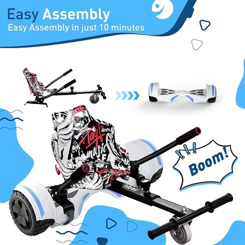 Hiboy HC-01 مرفق مقعد Hoverboard لمدة 6.5 "8" 8.5 "10" Hoverboards ، سهلة التجميع ومرفق عربات التي تجرها الدواب قابلة للتعديل ، ملحق Hoverboard Go Kart للأطفال والكبار in Kuwait