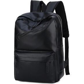 Vintage Leather Backpack for Men 16" Laptop Bag for work Casual Daypack Business Travel Rucksack Waterproof (Deep Black) in Saudi Arabia