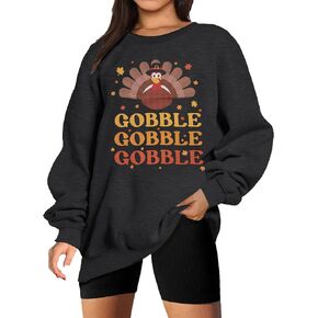 سويت شيرت FASHGL لعيد الشكر للسيدات قميص Gobble Til You Wobble قميص جرافيك تركي مضحك قميص كاجوال بأكمام طويلة بلوفر علوي in Saudi Arabia