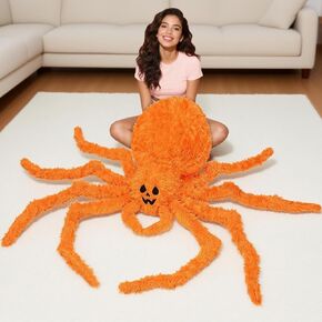 Spider Spider Plush - 34.6 بوصة كبيرة سوداء سوداء سوداء سوداء محشو بالحيوانات لديكور الهالوين ، الدعائم المخيفة للحفلات ، هدايا عيد ميلاد مزحة للأطفال والبالغين in Kuwait