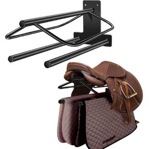 2 Park Saddle Rack,Wall Mounted Saddle Rack Stand with Pad Bar,Heavy Duty Saddle Stand for English Western Saddles Horses Blanket in Kuwait