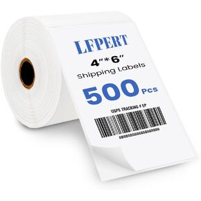 4x6 ملصقات الشحن الحراري Fanfold - ملصقات ورق شحن لاصقة ، متوافقة مع حمار وحشي و Rollo ، رسائل البريد الحرارية المباشرة ، (500/1 مكدس) in Kuwait