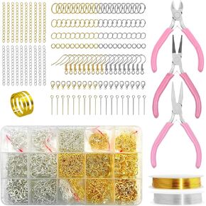 Yauhar 11666pcs Make Jewelry Make Supplies Kit تحتوي على نتائج الفضة والذهبية ، ومشابك مخلب جراد البحر ، وسلسلة موسع القلادة ، وأسلاك الديكور ، وخلايا المجوهرات لـ DIY والإصلاح in Kuwait