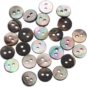 uxcell 25 Pcs Natural Shell Buttons, 2 Hole 10mm Mother of Pearl Buttons for Shirt Clothes Coats Suits Jacket Jeans Skirts Sewing Craft DIY Decoration, Black in Kuwait