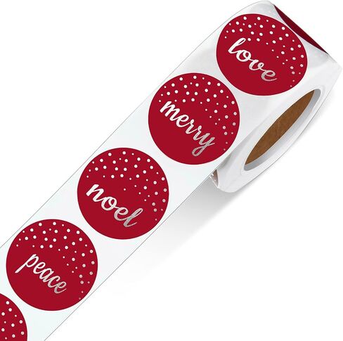 500 Pieces Merry Christmas Stickers Labels for Envelopes 1.5 Inch Joy Peace Love Red Christmas Foil Seal Stickers Roll Holiday Stickers Xmas Labels Roll for Greeting, Sealing, Gifting, Gift Decor in Saudi Arabia