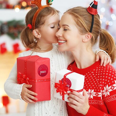 500 Pieces Merry Christmas Stickers Labels for Envelopes 1.5 Inch Joy Peace Love Red Christmas Foil Seal Stickers Roll Holiday Stickers Xmas Labels Roll for Greeting, Sealing, Gifting, Gift Decor in Saudi Arabia