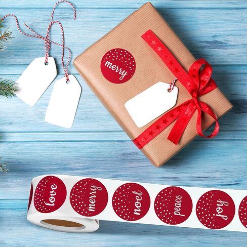 500 Pieces Merry Christmas Stickers Labels for Envelopes 1.5 Inch Joy Peace Love Red Christmas Foil Seal Stickers Roll Holiday Stickers Xmas Labels Roll for Greeting, Sealing, Gifting, Gift Decor in Saudi Arabia