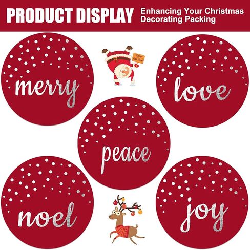 500 Pieces Merry Christmas Stickers Labels for Envelopes 1.5 Inch Joy Peace Love Red Christmas Foil Seal Stickers Roll Holiday Stickers Xmas Labels Roll for Greeting, Sealing, Gifting, Gift Decor in Saudi Arabia