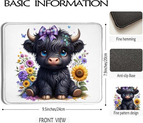 Pink Highland Cow Mouse Pad 7.9x7.9 Inch,Coquette Bow Cow Mouse Pads for Wireless Mouse Computers Laptop Desk Accessories for Office, in Saudi Arabia