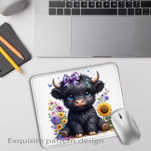 Pink Highland Cow Mouse Pad 7.9x7.9 Inch,Coquette Bow Cow Mouse Pads for Wireless Mouse Computers Laptop Desk Accessories for Office, in Saudi Arabia