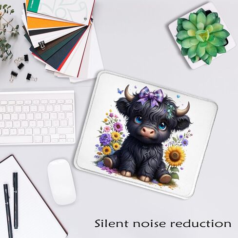 Pink Highland Cow Mouse Pad 7.9x7.9 Inch,Coquette Bow Cow Mouse Pads for Wireless Mouse Computers Laptop Desk Accessories for Office, in Saudi Arabia