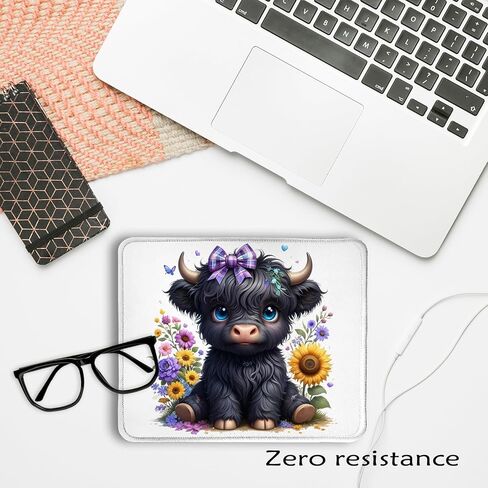 Pink Highland Cow Mouse Pad 7.9x7.9 Inch,Coquette Bow Cow Mouse Pads for Wireless Mouse Computers Laptop Desk Accessories for Office, in Saudi Arabia