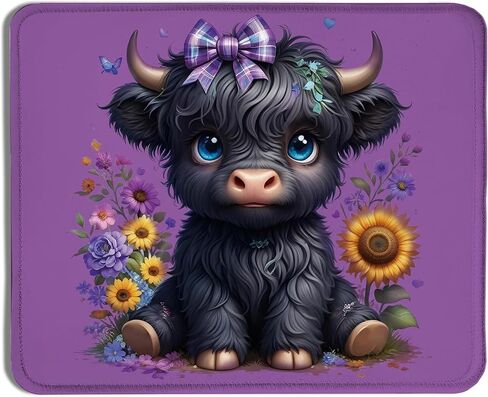 Pink Highland Cow Mouse Pad 7.9x7.9 Inch,Coquette Bow Cow Mouse Pads for Wireless Mouse Computers Laptop Desk Accessories for Office, in Saudi Arabia