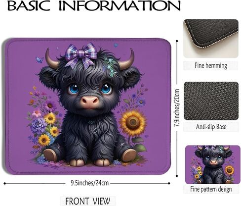 Pink Highland Cow Mouse Pad 7.9x7.9 Inch,Coquette Bow Cow Mouse Pads for Wireless Mouse Computers Laptop Desk Accessories for Office, in Saudi Arabia