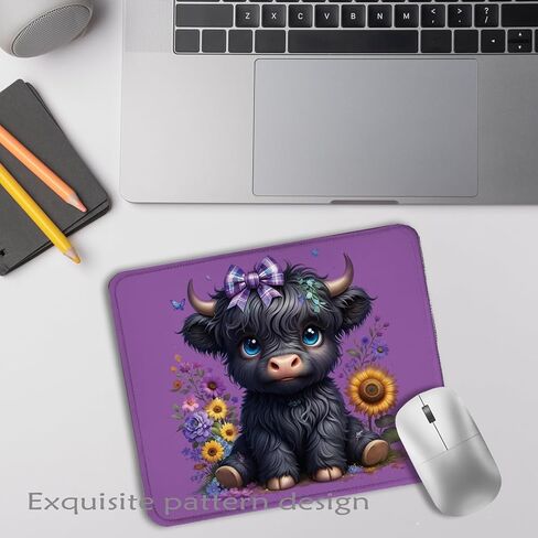 Pink Highland Cow Mouse Pad 7.9x7.9 Inch,Coquette Bow Cow Mouse Pads for Wireless Mouse Computers Laptop Desk Accessories for Office, in Saudi Arabia