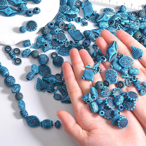حبات أكريليك عتيقة لصنع المجوهرات ، 200+ حبات فريدة من نوعها من البلاستيك ، وحجم 7-30 مم ، و 1/3 رطل حزمة مجمعة مع صندوق تخزين (مختلط لون فاتح) in Kuwait