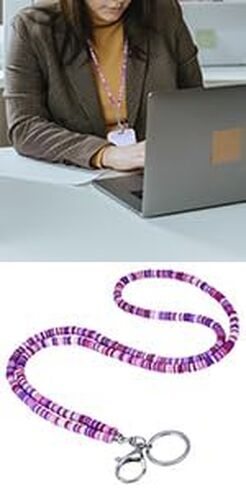 Ornaland Lanyards for ID Badges, Keys, Teacher, Nurse Gift (Blue, Beaded, Clay) in Saudi Arabia