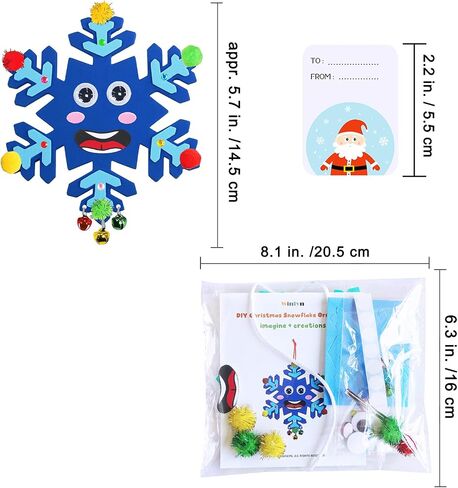 Winlyn 24 Sets Christmas Craft Kits Winter Crafts Diy Snow Snow Snowdarics Decorations Arts مجموعات فنية الثلج Snowflakes Smile ملصقات Jingel Bells للأطفال in Saudi Arabia