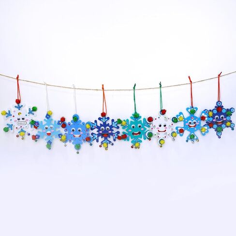 Winlyn 24 Sets Christmas Craft Kits Winter Crafts Diy Snow Snow Snowdarics Decorations Arts مجموعات فنية الثلج Snowflakes Smile ملصقات Jingel Bells للأطفال in Saudi Arabia