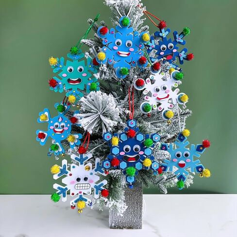 Winlyn 24 Sets Christmas Craft Kits Winter Crafts Diy Snow Snow Snowdarics Decorations Arts مجموعات فنية الثلج Snowflakes Smile ملصقات Jingel Bells للأطفال in Saudi Arabia