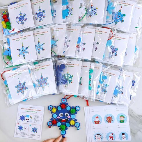 Winlyn 24 Sets Christmas Craft Kits Winter Crafts Diy Snow Snow Snowdarics Decorations Arts مجموعات فنية الثلج Snowflakes Smile ملصقات Jingel Bells للأطفال in Saudi Arabia