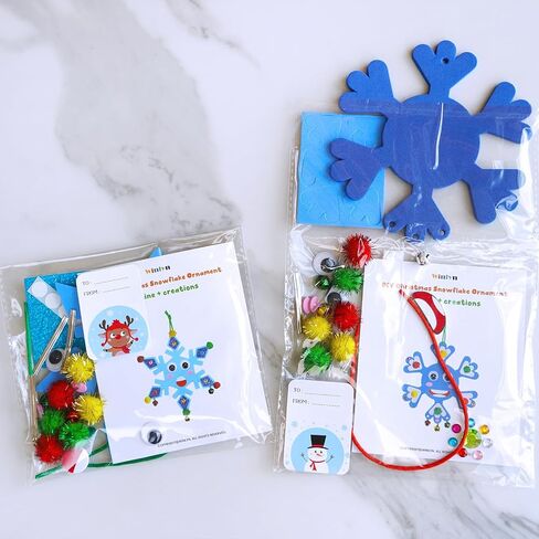 Winlyn 24 Sets Christmas Craft Kits Winter Crafts Diy Snow Snow Snowdarics Decorations Arts مجموعات فنية الثلج Snowflakes Smile ملصقات Jingel Bells للأطفال in Saudi Arabia