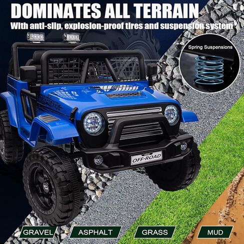 24 فولت ركوب على Jeep ، Kids 2 Ride on Car Truck W/4WD Motor ، التحكم عن بُعد ، 3 سرعة ، موسيقى بلوتوث ، تعليق الربيع ، ضوء LED ، عجلات الطاقة الكهربائية للأطفال للبنين ، البنات - الوردي - الوردي in Kuwait