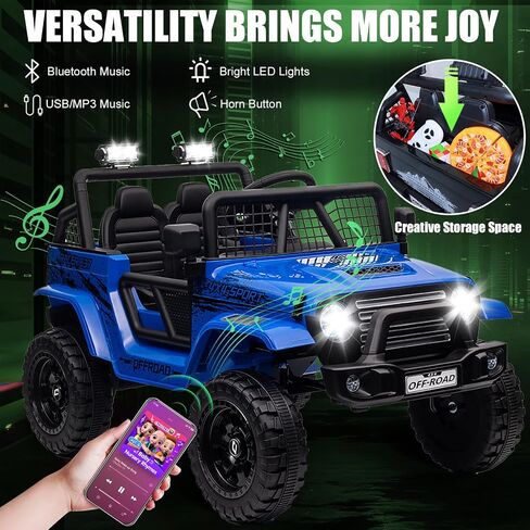 24 فولت ركوب على Jeep ، Kids 2 Ride on Car Truck W/4WD Motor ، التحكم عن بُعد ، 3 سرعة ، موسيقى بلوتوث ، تعليق الربيع ، ضوء LED ، عجلات الطاقة الكهربائية للأطفال للبنين ، البنات - الوردي - الوردي in Kuwait
